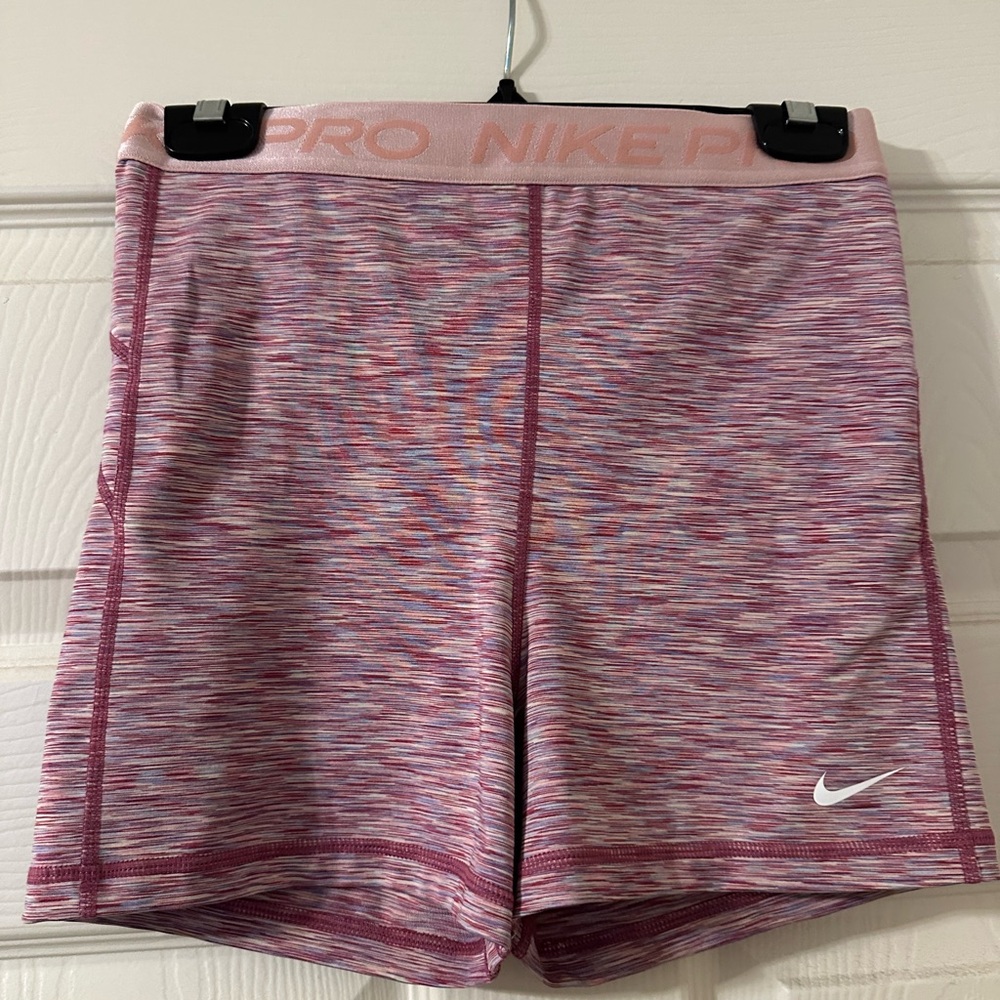 Nike Pro High-Rise Pink Heathered Shorts | Size M